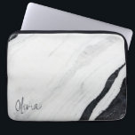 Elegante handgeschriebene Skriptname Schwarz-weiß  Laptopschutzhülle<br><div class="desc">Eleganter moderner handgeschriebener Skriptname Schwarz-weiß Marble Laptop Sleeve oder iPad Sleeve</div>