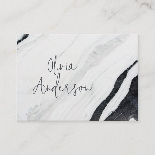 Elegante handgeschriebene Skriptname Schwarz-weiß  Visitenkarte (Vorderseite)