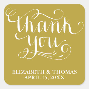 ELEGANTE HANDGESCHRIEBENE THANK YOU-STICKER QUADRATISCHER AUFKLEBER