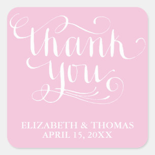 ELEGANTE HANDGESCHRIEBENE THANK YOU-STICKER QUADRATISCHER AUFKLEBER