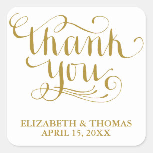 ELEGANTE HANDGESCHRIEBENE THANK YOU-STICKER QUADRATISCHER AUFKLEBER