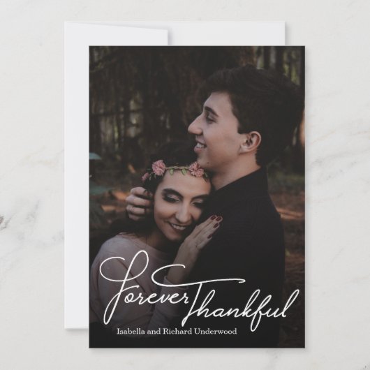 Elegante handgeschriebene Typografie Hochzeit dank Dankeskarte (Vorderseite)