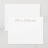 Elegante handgeschriebenes Script Gold weiße Note  Mitteilungskarte (Vorne/Hinten)