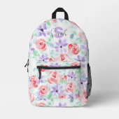 Elegante handgestrichene Wasserfarben Pink Lila Ro Bedruckter Rucksack (Vorderseite)