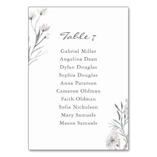 Elegante handgezeichnet Blume. Hochzeitstabelle Tischnummer