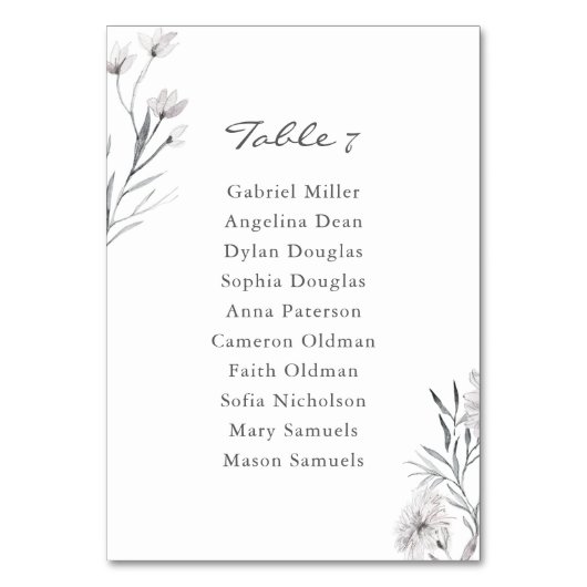 Elegante handgezeichnet Blume. Hochzeitstabelle Tischnummer (Vorderseite)