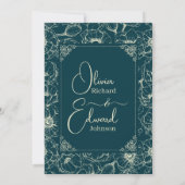 Elegante handGezeichnet goldene Blume. Hochzeit Einladung (Rückseite)