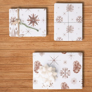 Elegante, handgezeichnete Aquarellbilder Weiß Geschenkpapier Set