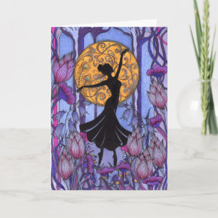 Elegante handgezeichnete Ballerina-Silhouette unte Karte