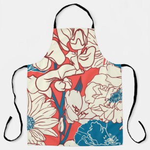 Elegante handgezeichnete Blumenmuster, Gartengarte Schürze