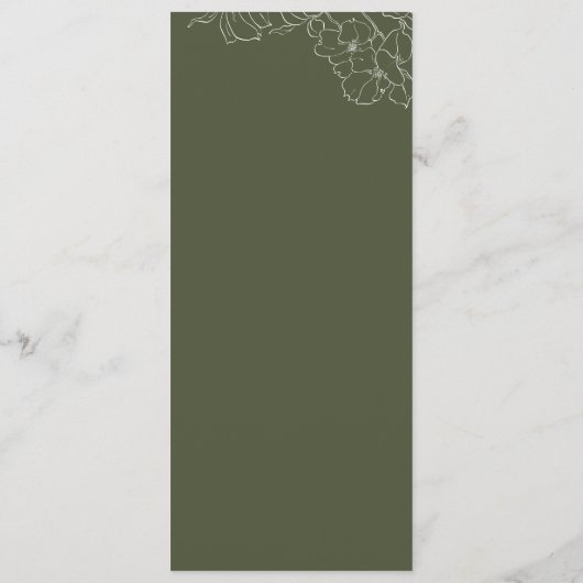 Elegante handgezeichnete Blütensafari Menükarte (Rückseite)