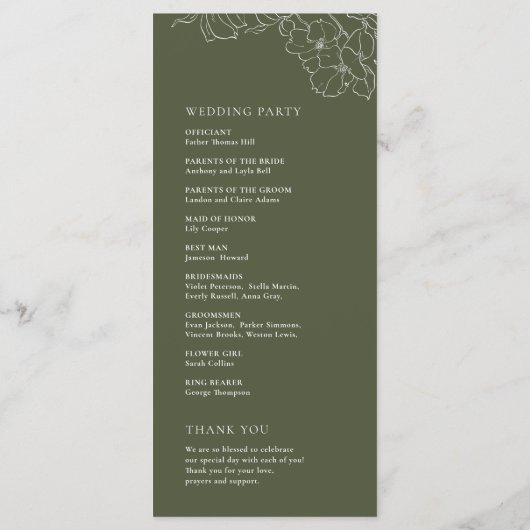 Elegante handgezeichnete Blütensafari Programm (Rückseite)