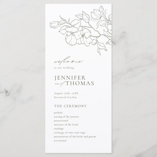 Elegante handgezeichnete Blütensafari Programm (Vorderseite)