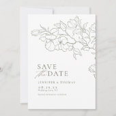 Elegante handgezeichnete Blütensafari Save The Date (Vorderseite)