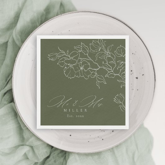 Elegante handgezeichnete Blütensafari Serviette