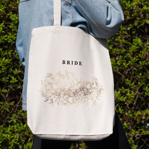 Elegante handgezeichnete botanische Brautparty-Bri Tragetasche