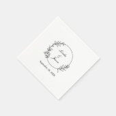 Elegante handgezeichnete botanische Hochzeit mit B Serviette (Ecke)