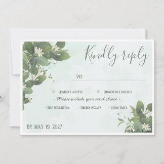 Elegante handgezeichnete botanische Hochzeits-Antw Einladung