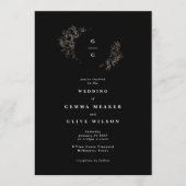 Elegante handgezeichnete Botanische Monogramm-Hoch Einladung (Vorderseite)
