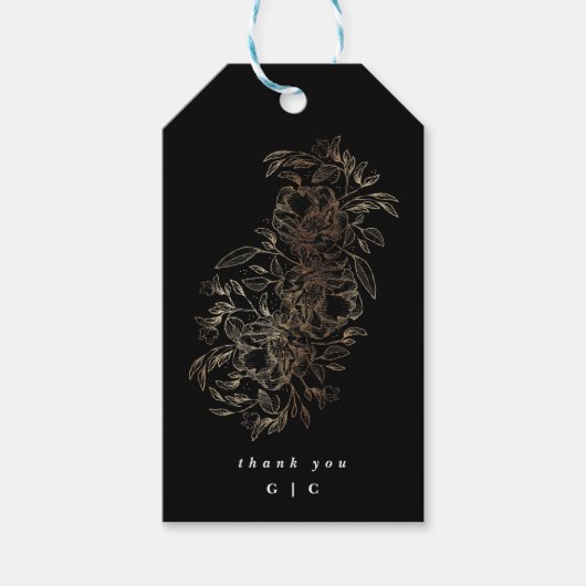 Elegante handgezeichnete Botanische Monogramm-Hoch Geschenkanhänger (Vorderseite)