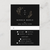 Elegante handgezeichnete Botanische Monogramm-Hoch RSVP Karte (Vorderseite)