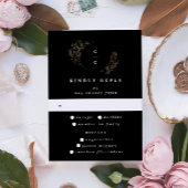 Elegante handgezeichnete Botanische Monogramm-Hoch RSVP Karte