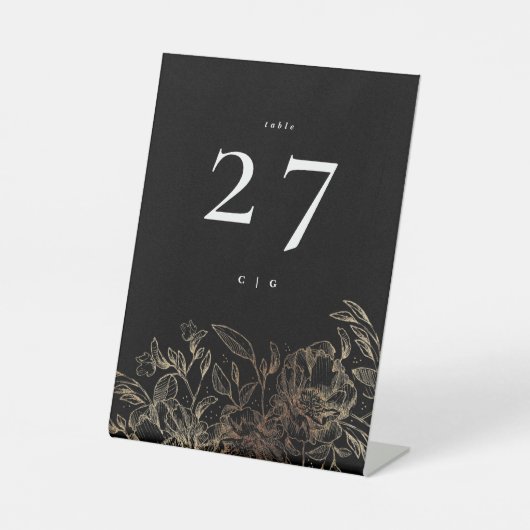 Elegante handgezeichnete Botanische Monogramm-Hoch Sockelschild (Vorderseite)