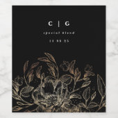 Elegante handgezeichnete Botanische Monogramm-Hoch Weinetikett (Einzelnes Label)