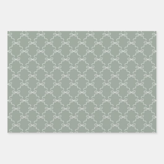 Elegante handgezeichnete Bow & Ribbon-Muster Hochz Geschenkpapier Set (Vorderseite)