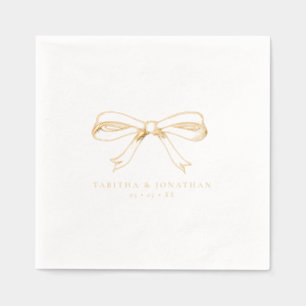 Elegante handgezeichnete Coquette Bow Wedding Gold Servietten Mit Folie