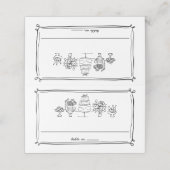 Elegante handgezeichnete Doodles-Buchten-Hochzeit Platzkarte (Außenseite Aufgefaltet)