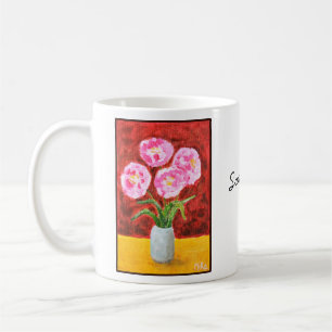 Elegante handgezeichnete Floralkunst mit personali Kaffeetasse