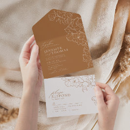 Elegante handgezeichnete goldene Hochzeit im Herbs All In One Einladung