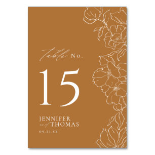 Elegante handgezeichnete goldene Hochzeit im Herbs Tischnummer