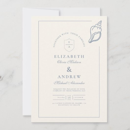 Elegante, handgezeichnete Hochzeit Einladung (Vorderseite)