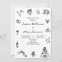 Elegante handgezeichnete Hochzeitseinladung