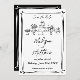 Elegante handgezeichnete Illustrationen Doodles Ho Save The Date