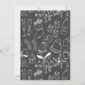 Elegante handgezeichnete Monochrome Graue Feiertag Einladung (Rückseite)