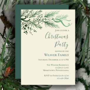 Elegante handgezeichnete Pine Christmas Party Einl Einladung