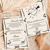 Elegante handgezeichnete Retro Black Wedding Einla Einladung