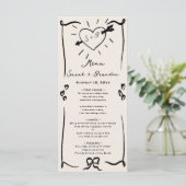 Elegante handgezeichnete Retro Black Wedding Menükarte (Stehend Vorderseite)