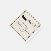 Elegante handgezeichnete Retro Black Wedding Serviette (Ecke)