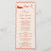 Elegante handgezeichnete Retro Orange Hochzeit Menükarte (Vorderseite)