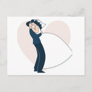 Elegante handgezeichnete Verlobung eines Paares Postkarte
