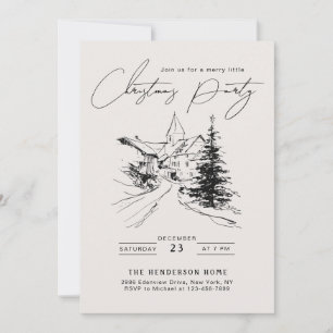 Elegante handgezeichnete Weihnachtsfeier-Einladung Feiertagskarte