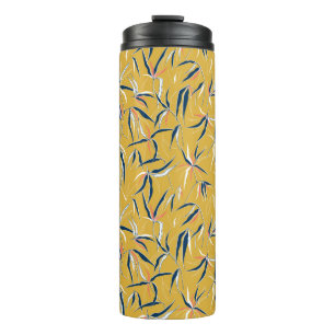 Elegante handgezogene Bambusblätter in einem gewor Thermosbecher