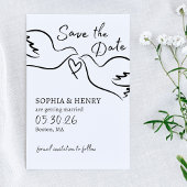 Elegante handgezogene Doves Minimalistische Hochze Save The Date