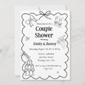 Elegante Handgezogene Dusche Einladung (Vorderseite)