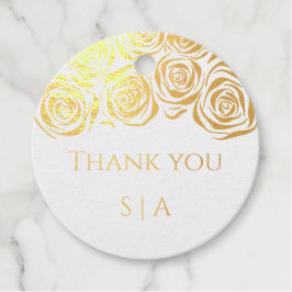 Elegante handgezogene Gold-Rose Danke Monogram Geschenkanhänger