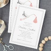 Elegante, handgezogene Stork Girls Babydusche Einladung